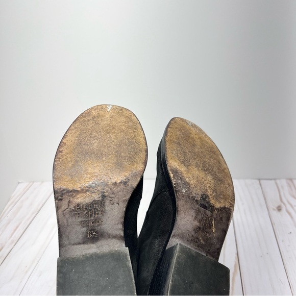 Eileen Fisher Black Leather Ankle Boots Size 6.5 - Picture 3 of 9